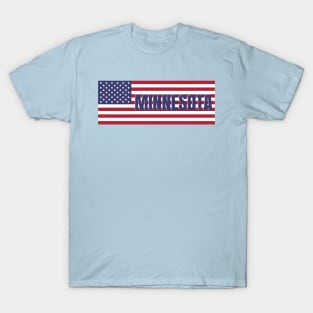 Minnesota State in American Flag T-Shirt